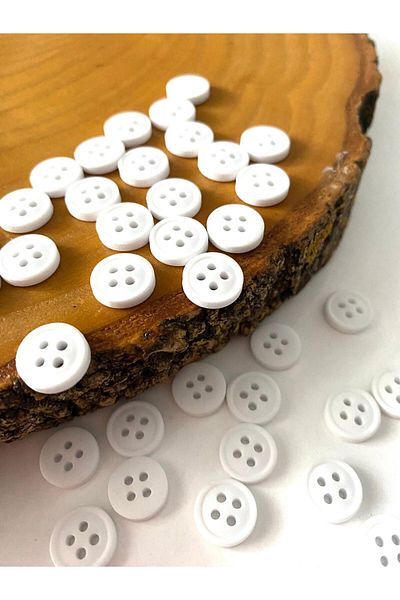 canan dizayn 11.5 mm (18 Boy) White Polyester Button (30 Pcs)