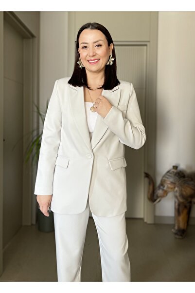 Butik Buttoned Padded Blazer Jacket with Pocket Detail