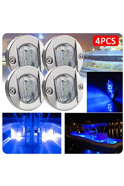 Choice 4PCS Blue 1-4pcs Blue+White Marine Boat LED Deck Courtesy Lights Waterproof Stern Transom Lamp