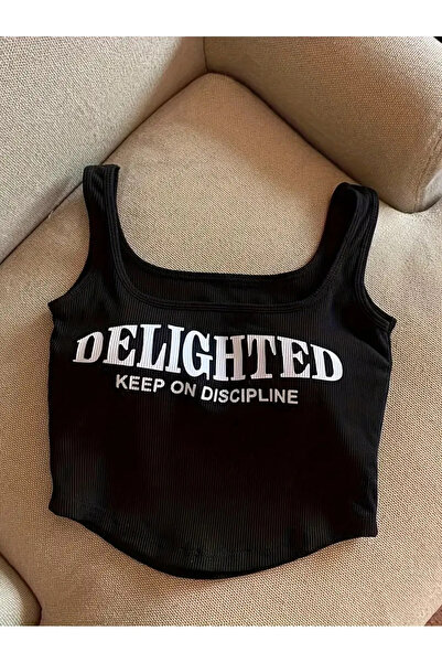 Richarlison Kadın Siyah Bordo Beyaz 3'Lü Paket Keep On Discipline Baskılı Fitilli Askılı Crop Top Bluz