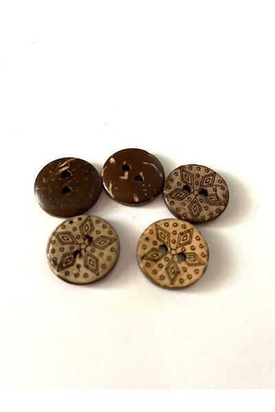 canan dizayn 15 mm (24 Boy) Patterned Coconut Buttons (20 Pieces)
