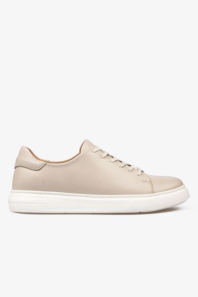 Barmea Ανδρικά παπούτσια Sneaker - Δέρμα λιπάσματος 2201 Μπεζ/Λευκό 3154