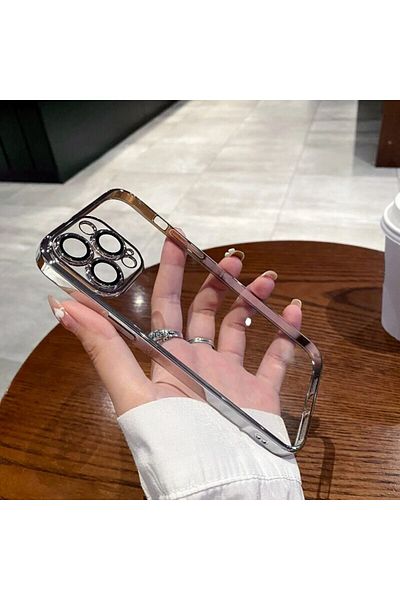 Choice For iPhone 13 Silver Luxury Plating Clear Silicone Phone Case For iPhone 15 14 Plus 13 12 11 Pro Max
