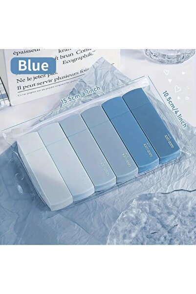 Choice Blue 1 Pack Of 6 Correction Tape Gradients Macaron Color Portable Mute Trackless Square Shape Easy T