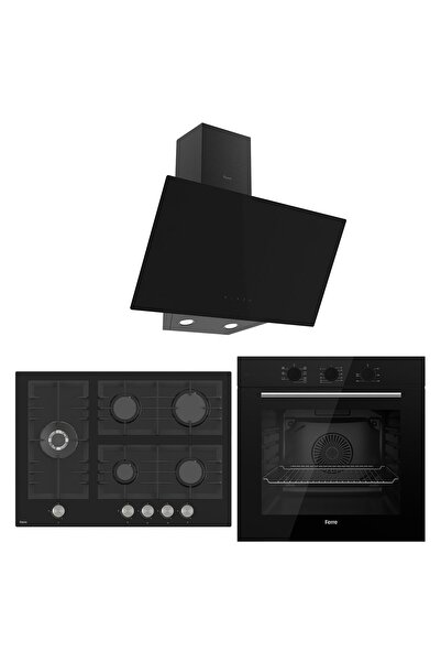 Ferre Flowart BL Modüler Seriisi 3'lü Siyah Ankastre Set ( QBL62CS-BL135-D077 )