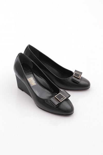 DGN Pantofi cu talpă cu pană de damă cu dungi negre 3693103539