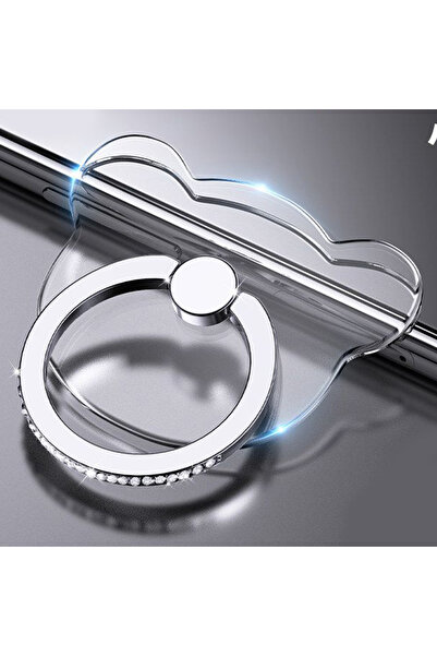 Choice1 حامل حلقي شفاف للهاتف المحمول على شكل دب فضي يدور 360 درجة بمقبض إصبع...