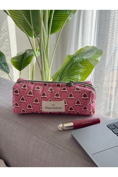 Punchiess Burgundy Ethnic Pencil Case