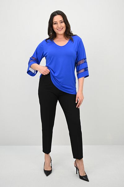 Koza Butik Women's Plus Size Bat Sleeve Tulle Detailed Blouse 1901-25