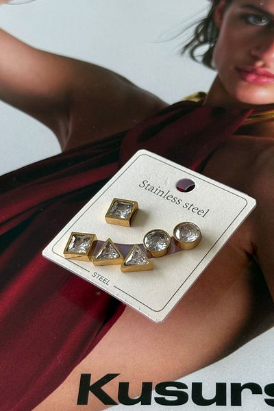 Trendy Butik Steel Set of 6 Earrings