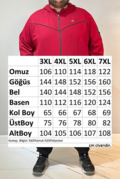 REMSA Спеціальне виробництво Великий розмір Екстра великий бавовняний чоловічий спортивний костюм 24722 Бордо