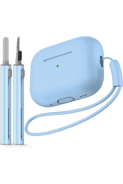 Choice light blue AirPods Pro Case Cover with Cleaner Kit,Soft Silicone Protective Case for Apple AirPod Pr