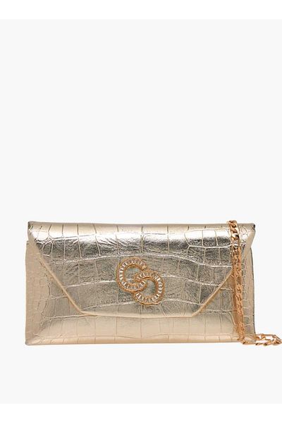 Celeste Embellshed Crossbody Bag with Chain Strap and Flap Closure