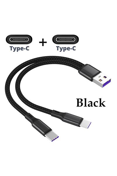 Choice 1.2m black 2type c 1m 2-in-1 Data Cable Type C Micro Fast Charging Cable Y Splitter 5A Fast Charging