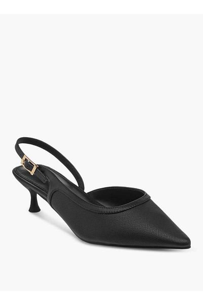 Celeste Women's Monogram Print Shoes with Buckle Closure and Kitten Heels