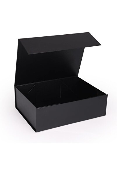 ŞENKUTU MATBAA AMBALAJ TASARIM HEDİYE KUTUSU 30X21X10 CM MIKNATISLI SİYAH HEDİYE KUTUSU
