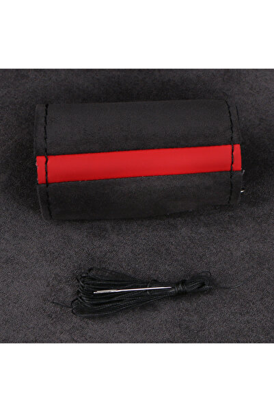 Choice غطاء عجلة قيادة السيارة من الجلد السويدي العالمي بخيوط سوداء، غطاء مضف...