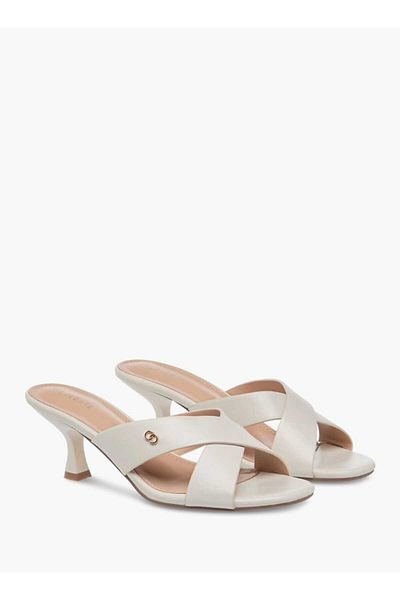 Celeste Women's Cross Strap Slip-On Sandals with Flared Heels