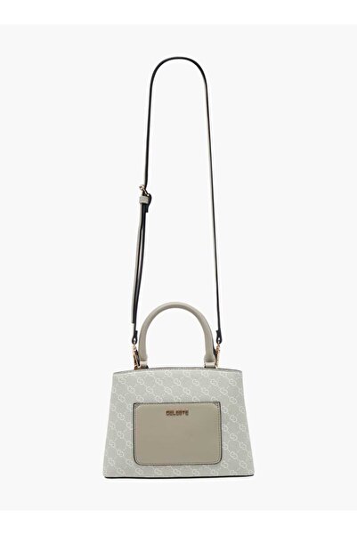 Celeste Monogram Print Tote Bag with Top Handle and Detachable Strap - W 8.5 x H 16.8 x D 22.5 cm