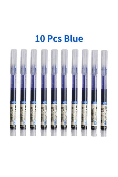 Choice 10pcs blue 10Pcs/set High Quality Needle Type Gel Pens Straight Liquid Ballpoint Pen Kawaii Statione