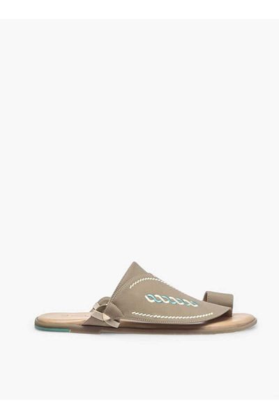 Al Waha Embroidered Slip-On Arabic Sandals with Toe Loop