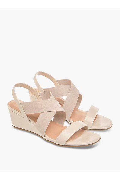 Celeste Women's Solid Cross Strap Sandals with Wedge Heels