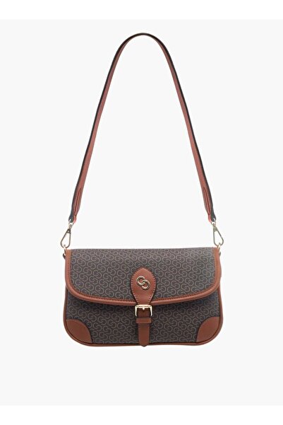 Celeste All-Over Monogram Print Crossbody Bag with Detachable Strap and Flap Closure W 9.5 x H 15 x D 25 cm