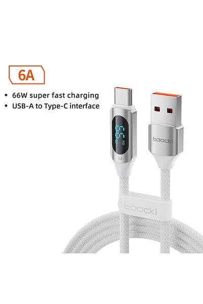 Choice كابل Toocki Type C إلى Type C بطول 2 متر بقوة 66 وات، شاحن سريع PD بقوة 100 وات، USB C إلى USB C Display