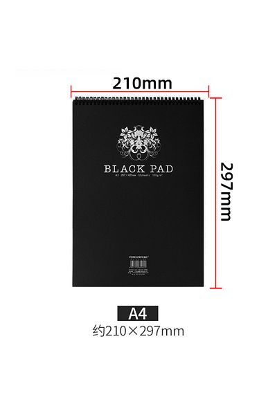 Choice A4 32 Sheets A4/A5 Black Paper Sketch Drawing Pad 120GSM Spiral Bound Sketchbook for Colored Pencils