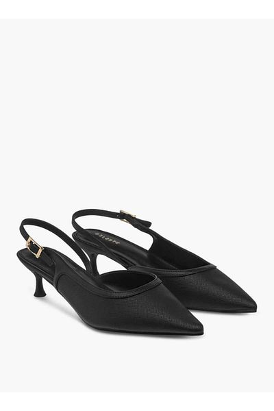 Celeste Women's Monogram Print Shoes with Buckle Closure and Kitten Heels