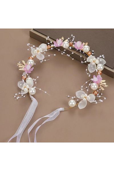 Choice S071-4 1pc Sweet Girl Pearl Hair Accessory Romantic Flower Wreath Children's Gift Girl Kawaii Jewelr