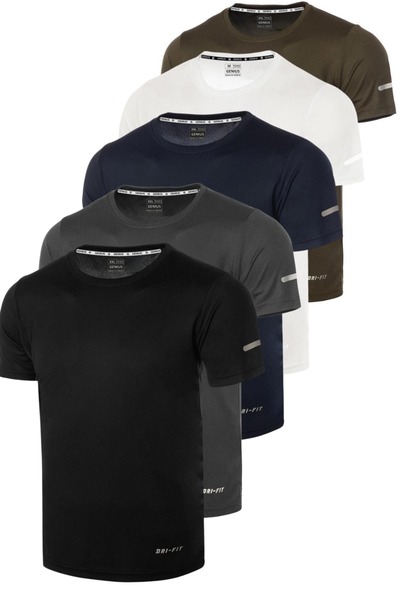 GENIUS STORE Πακέτο 5 Ανδρικό Αθλητικό Μπλουζάκι Αθλητικής Τεχνικής Απόδοσης ...