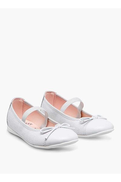 Pablosky Pablosky Girls' Bow Accent Slip-On Ballerina Shoes with Elastic Strap