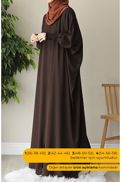 suhneva Didar Bat Sleeve Abaya Ferace Dark Brown