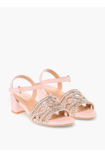 Celeste Celeste Girls' Embellished Sandals with Hook and Loop Closure