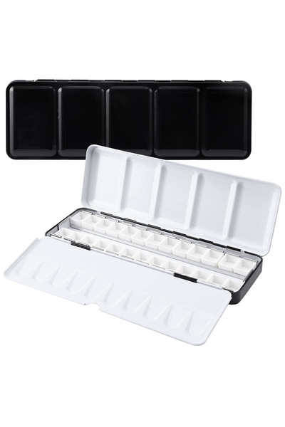 Choice مجموعة متوسطة الحجم من علبة ألوان مائية معدنية فارغة تحتوي على 14/26/5...