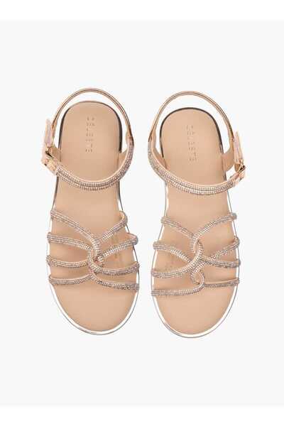 Celeste Celeste Girl's Embellished Sandals with Hook and Loop Closure