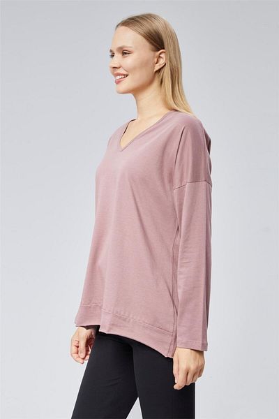 HomeStore Weit geschnittenes T-Shirt mit V-Ausschnitt