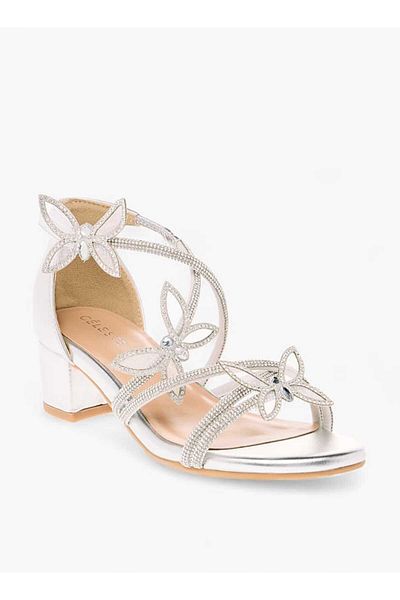 Celeste Girl's Butterfly Embellished Sandals with Hook and Loop Closure