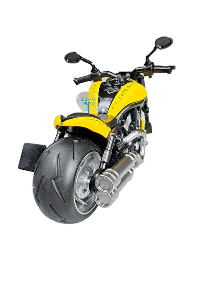 Toyaş Model Motor with Light and Music Pull and Drop Engine Diecast Motor Models Yellow 16cm