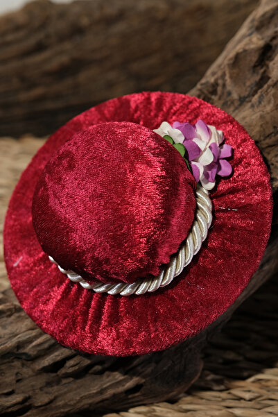 HÜRREM BONE وشاح أحمر شال دبوس مع قبعة مخملية مزهرة 5002_31