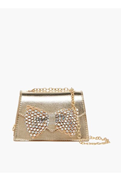Celeste Celeste Bow Embellished Crossbody Bag with Chain Strap and Button Closure