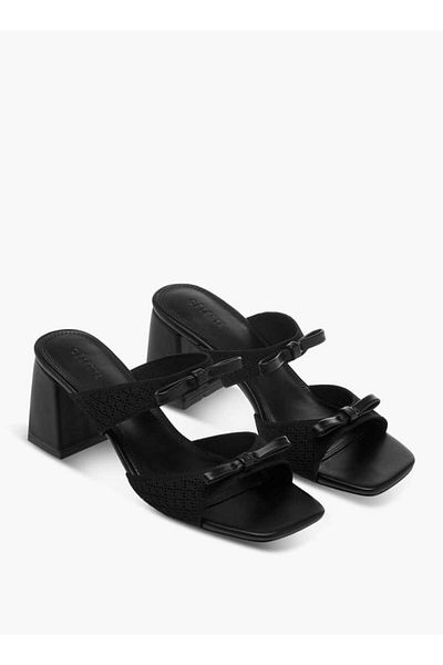 Celeste Women's Bow Accent Slip-On Sandals with Block Heels