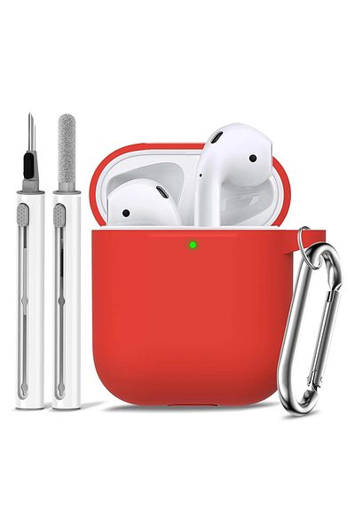 Choice Red Silicone Cases With Hook For Airpods1/2 Protective Shockproof Wireless Earphone Cover For Airpod