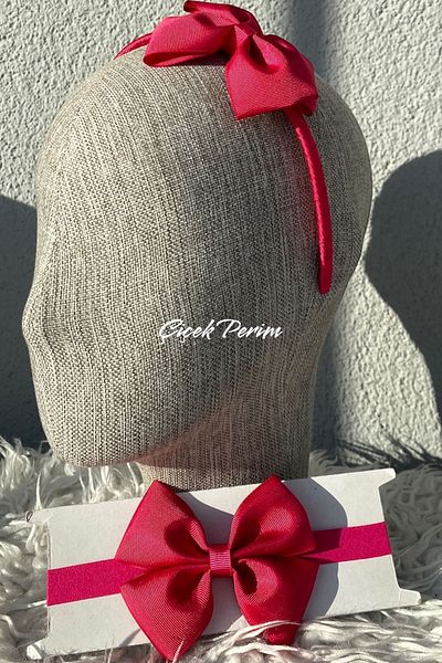 SavBrand Fuchsia Mother's Maternity Crown and Baby Bandana with Bow