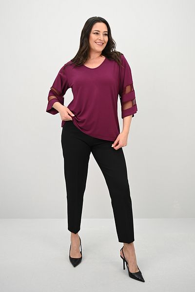 Koza Butik Women's Plus Size Bat Sleeve Tulle Detailed Blouse 1901-25