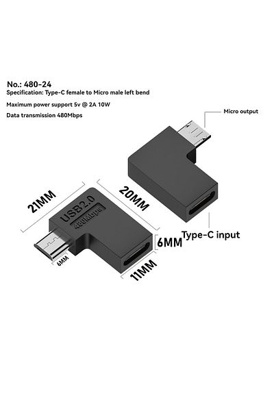 Choice 24CFTMZCW Type-C Female To Micro Male USB 2.0 Adapter Microphone Interface At 480Mbps Data Transmiss