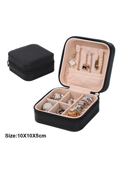 Choice black 1pc Portable Jewelry Storage Box Home Travel Earrings Necklace Ring Jewelry Box Mini Layered J