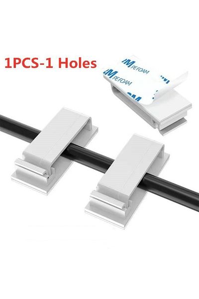 Choice 1 Holes-White Cable Organizer Cord Management Wire Holder Flexible USB Cable Winder Tidy Silicone Cl