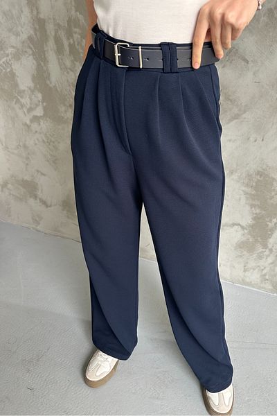 macharel jeans Women's Belted Lycra Palazzo Trousers